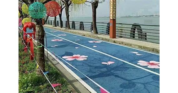 公园彩色沥青摊铺